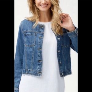 Tommy Bahama  Denim Jacket Collarless Frayed Hem